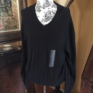 Men’s black pull over v-neck sweater.